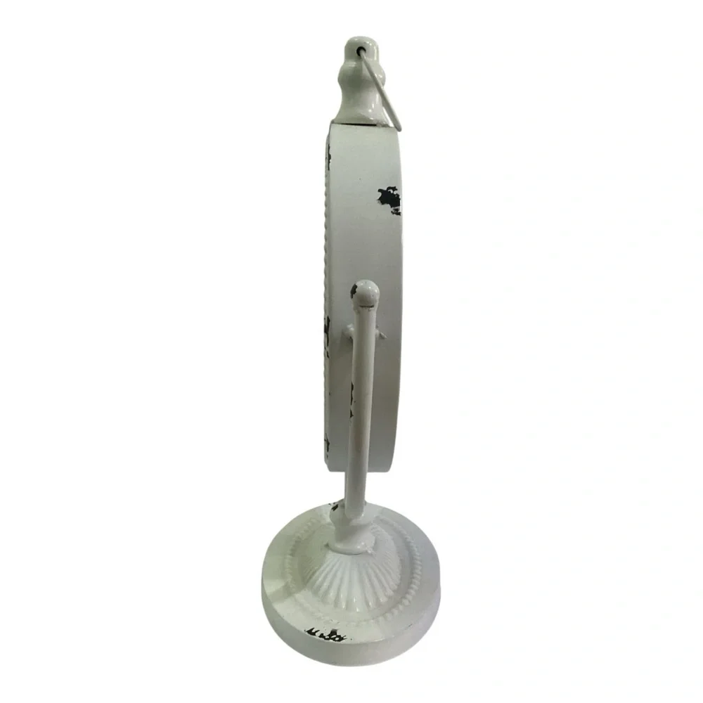 White Metal Table Clock Roman